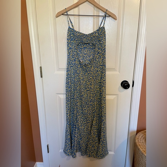Lulus Adorably Floral Blue Floral Print Cutout Midi Dress - Picture 5 of 6